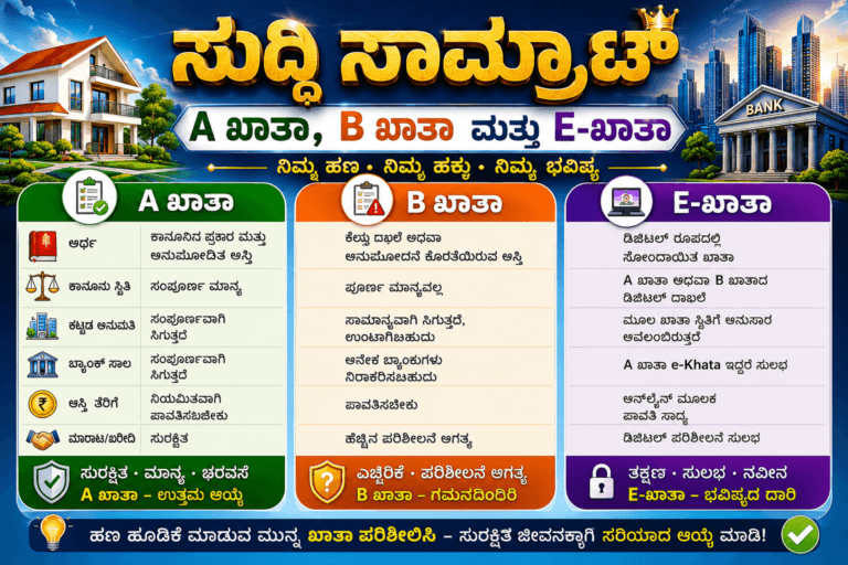 A ಖಾತಾ B ಖಾತಾ E ಖಾತಾ ವ್ಯತ್ಯಾಸ ಕೋಷ್ಟಕ